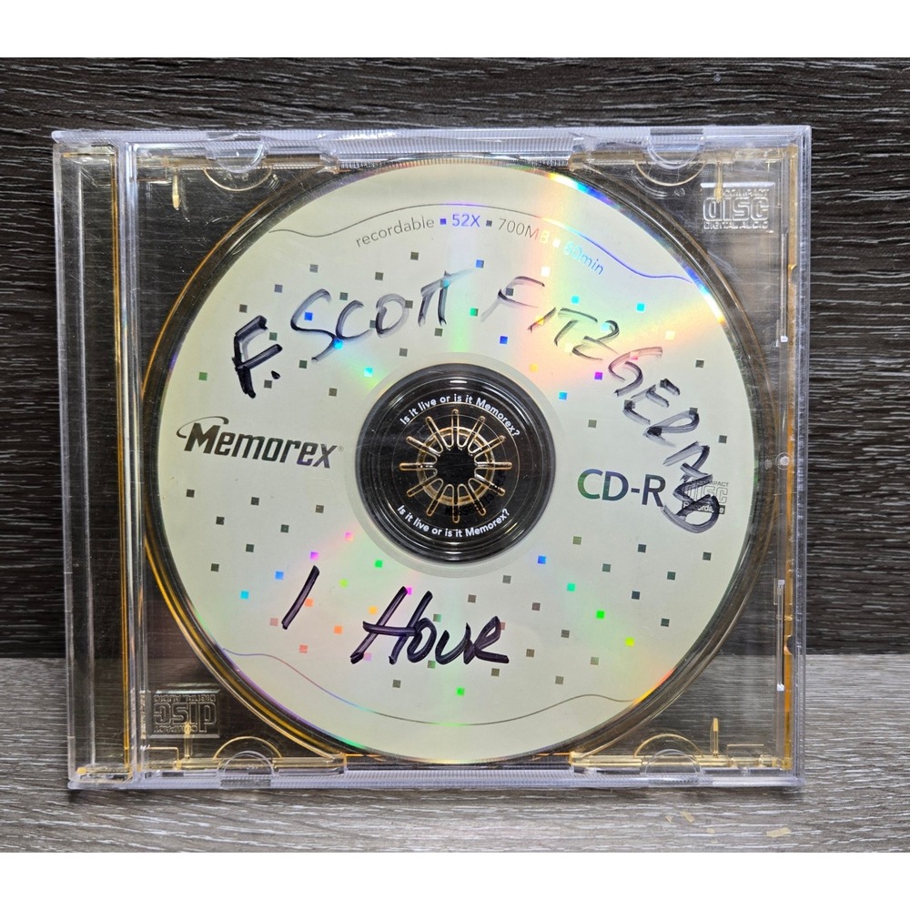 Memorex CD-R F Scott Fitzgerald Recorded Audio Disc 1 Hour Jewel Case Tested
